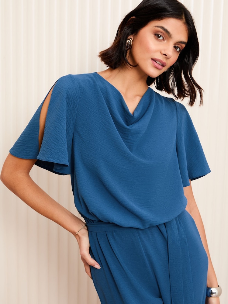Azul - Friends Like These Cowl Neck Angel Sleeve Jumpsuit - Imagen 2 de 4 Azul - Friends Like These Cowl Neck Angel Sleeve Jumpsuit - Imagen 2 de 4