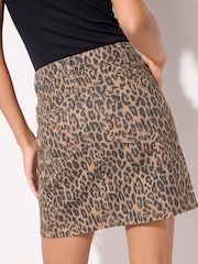 Friends Like These Brown Printed Denim 100% Cotton Mini Skirt - Image 5 of 5