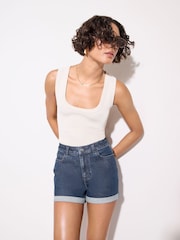 Friends Like These Mid Blue Boyfriend Denim Shorts - Image 1 of 4