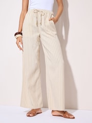 Friends Like These Cream Wide Leg Elasticated Trousers - Image 2 of 5