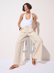 Friends Like These Cream Wide Leg Elasticated Trousers - Image 3 of 5