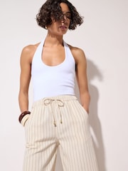 Friends Like These Cream Wide Leg Elasticated Trousers - Image 4 of 5