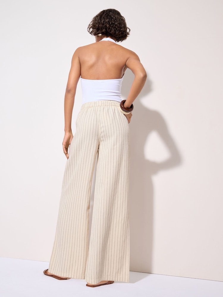 Friends Like These Cream Wide Leg Elasticated Trousers - Image 5 of 5