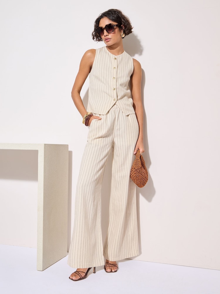 Friends Like These Cream Button Front Stripe Waistcoat - Image 3 of 5