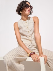 Friends Like These Cream Button Front Stripe Waistcoat - Image 4 of 5