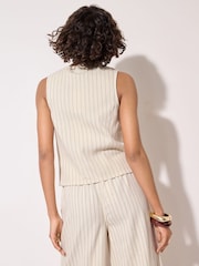 Friends Like These Cream Button Front Stripe Waistcoat - Image 5 of 5