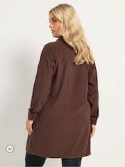 Yours Curve Brown Button Through Corduroy Dress - Image 4 of 7