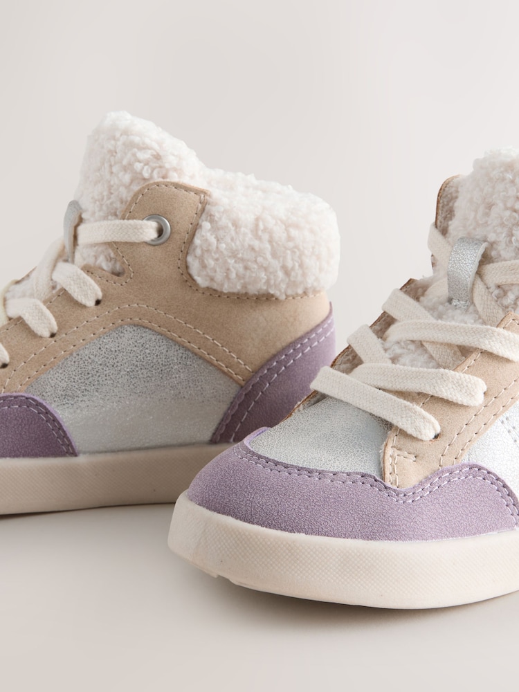 Multi Borg Lined High Top Trainers - Image 5 of 5