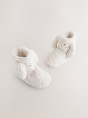 Ecru Bunny Faux Fur Slipper Boots - Image 1 of 6