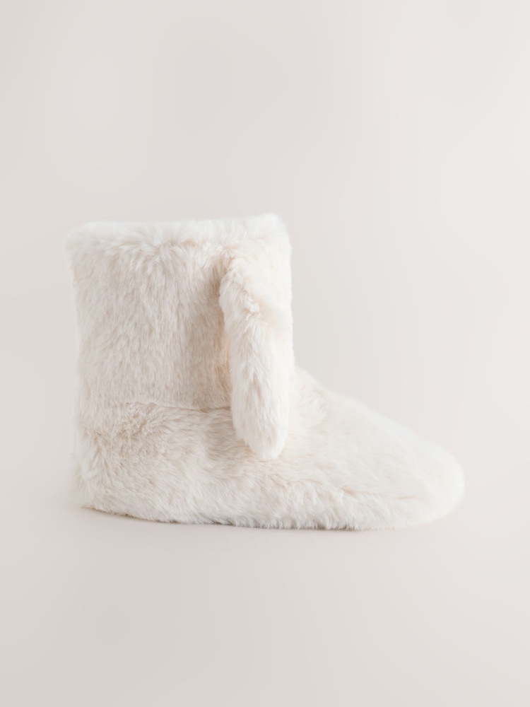 Ecru Bunny Faux Fur Slipper Boots - Image 2 of 6 Ecru Bunny Faux Fur Slipper Boots - Image 2 of 6