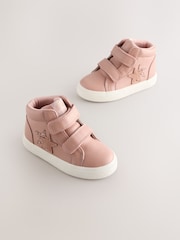 Pink Standard Fit (F) Touch Fasten High Top Trainers - Image 1 of 6
