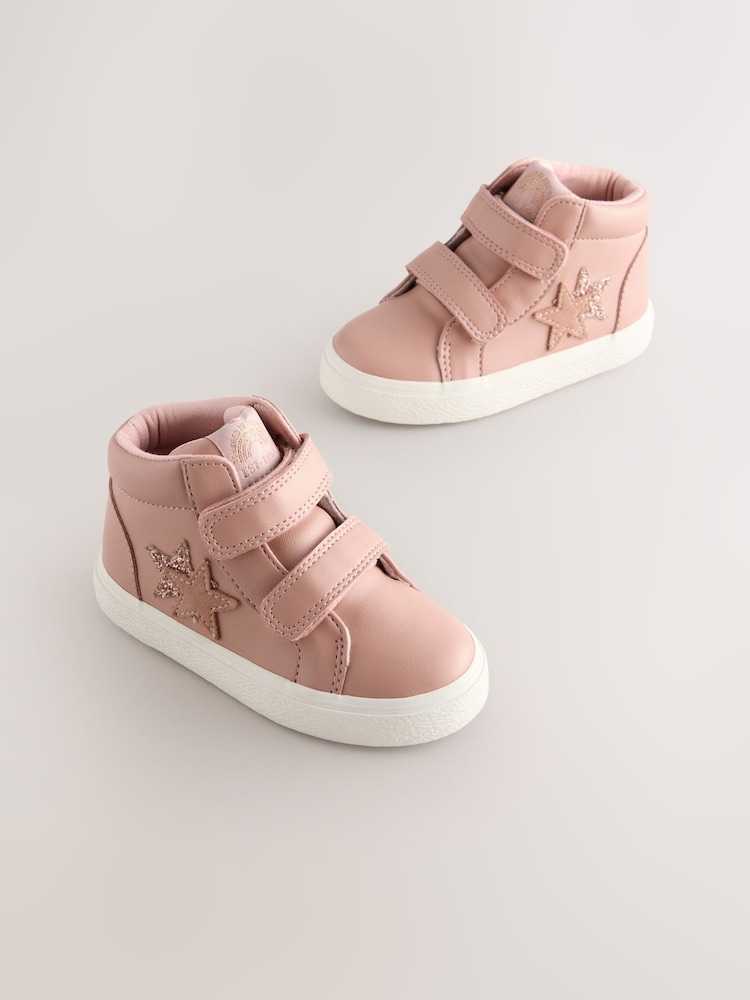 Pink Standard Fit (F) Touch Fasten High Top Trainers - Image 1 of 6