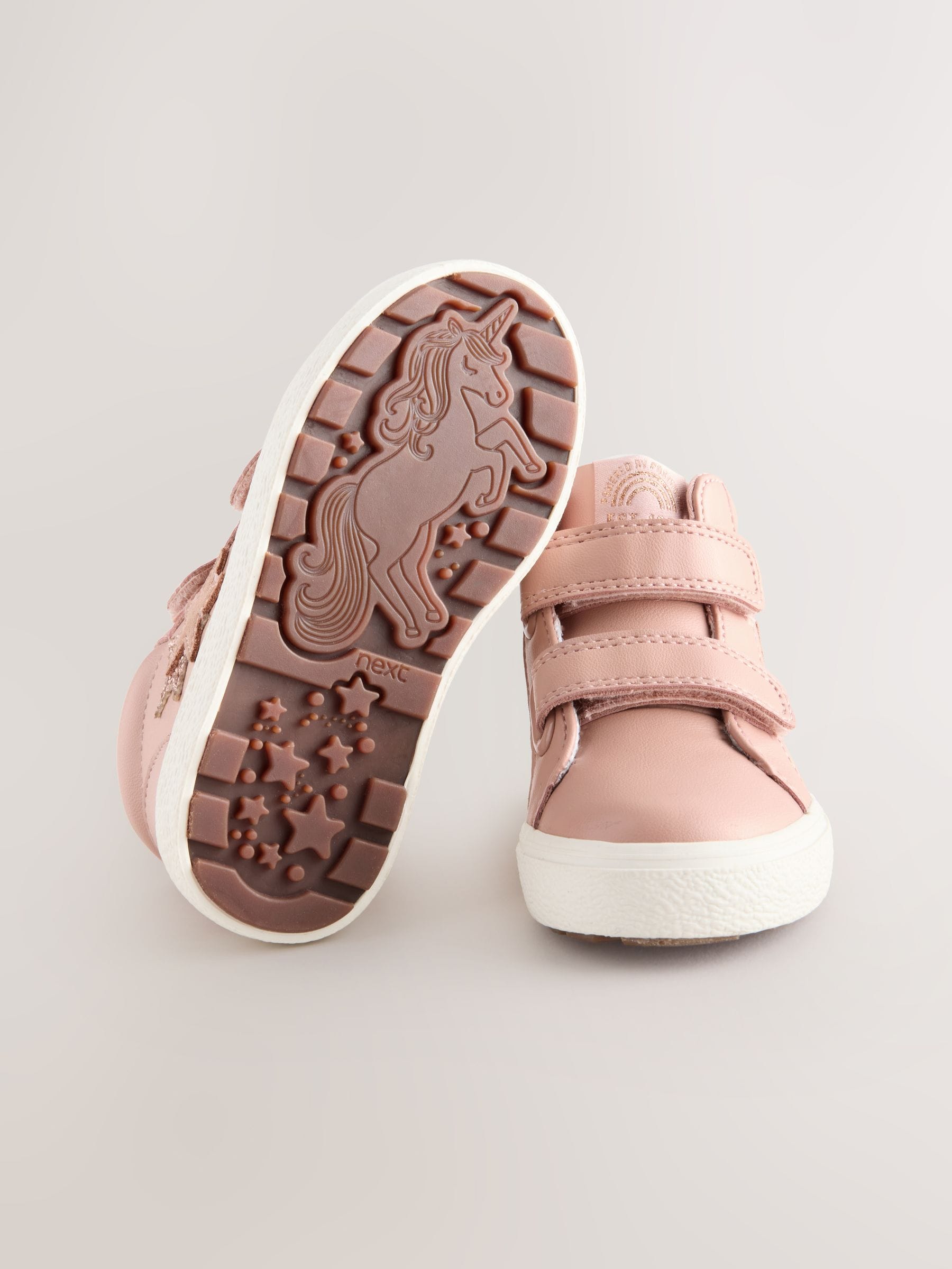 Buy Pink Standard Fit (F) Touch Fasten High Top Trainers from Next