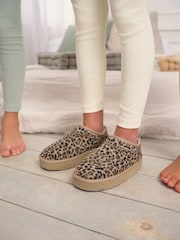Animal Print Flatform Shoot Fleece Lined Slippers - Image 1 of 6