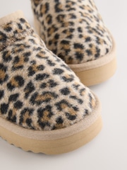 Animal Print Flatform Shoot Fleece Lined Slippers - Image 5 of 6