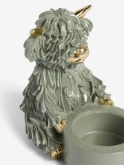 Sage Green Hamish The Highland Cow Tea Light Candle Holder - Image 5 of 5