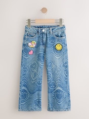 Mid Blue SmileyWorld® Print Wide Leg Jeans (3-16yrs) - Image 6 of 10