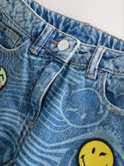 Mid Blue SmileyWorld® Print Wide Leg Jeans (3-16yrs) - Image 8 of 10