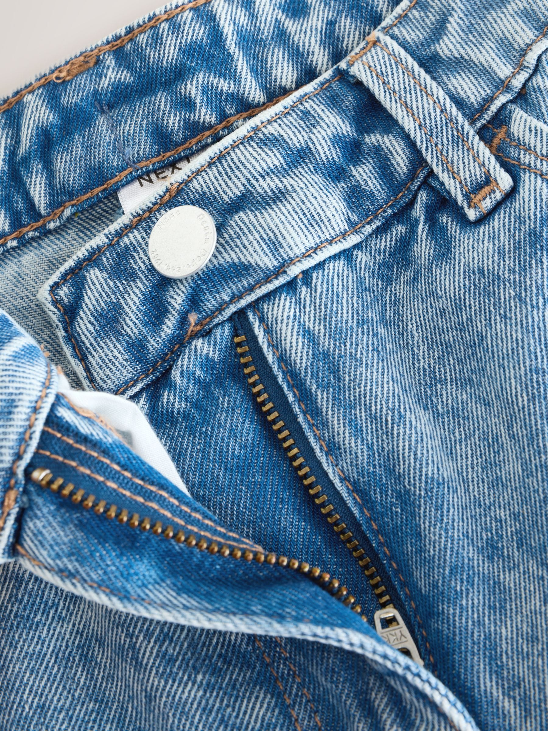 Next：日本 ミッドブルー - ワイド 花柄プリント 装飾付き ジーンズ（3