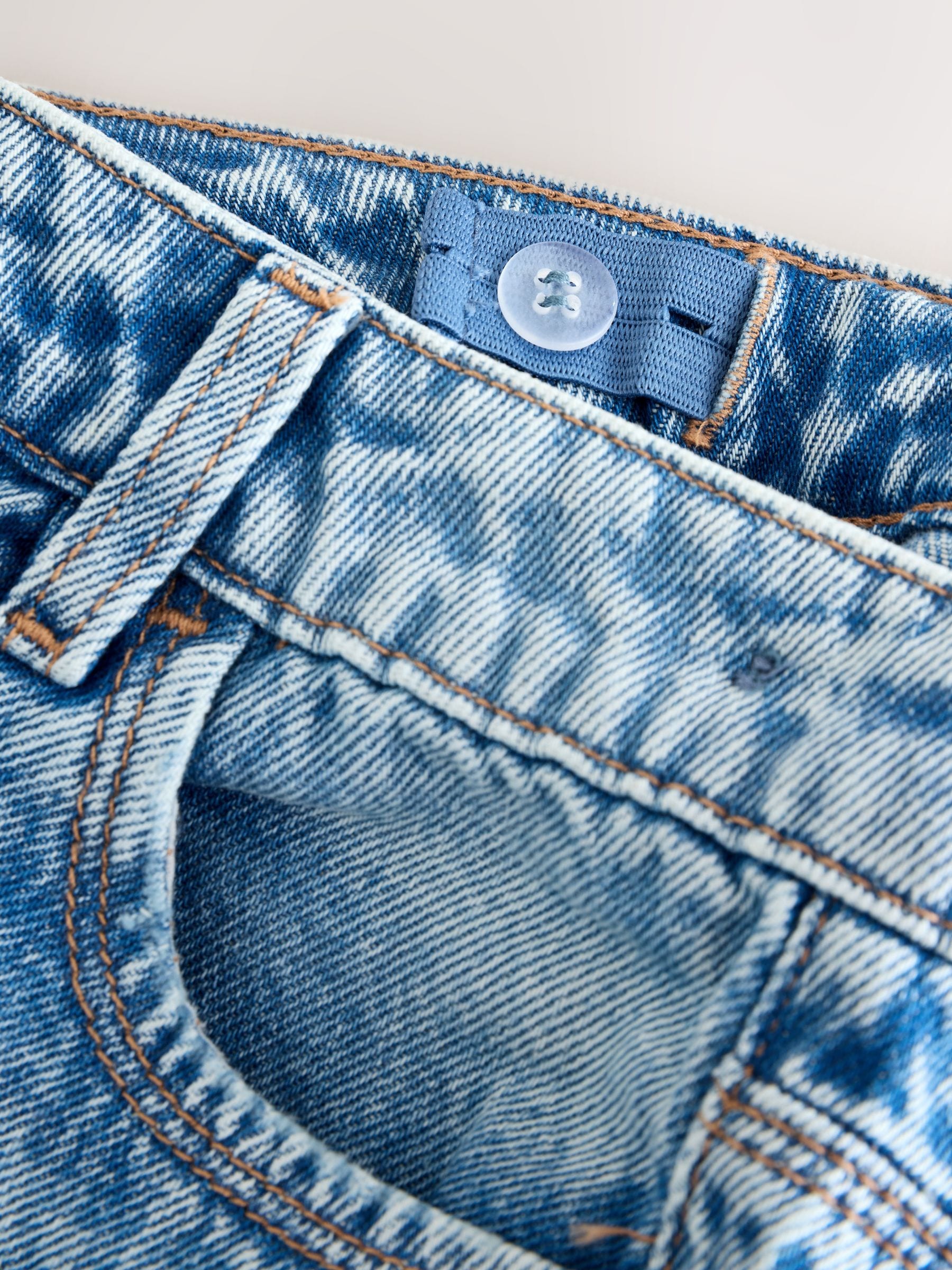 Next：日本 ミッドブルー - ワイド 花柄プリント 装飾付き ジーンズ（3