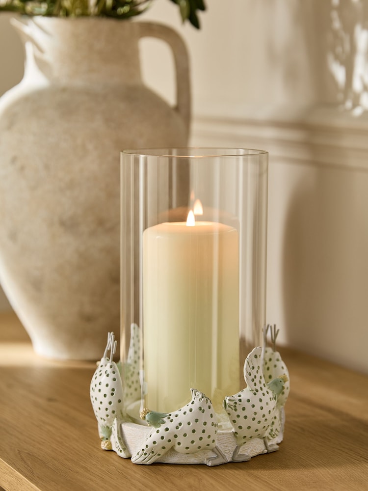 Sage Green Yoga Chicken Hurricane Candle Holder - Image 1 of 5