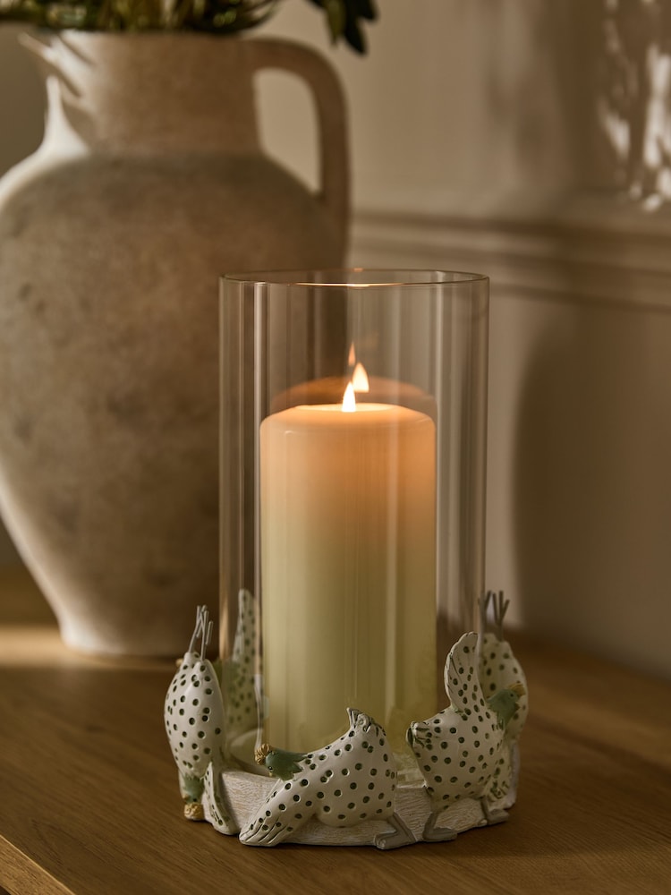 Sage Green Yoga Chicken Hurricane Candle Holder - Image 2 of 5