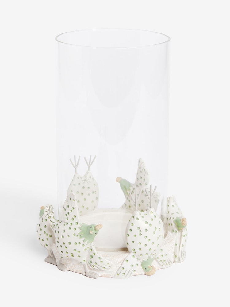 Sage Green Yoga Chicken Hurricane Candle Holder - Image 3 of 5