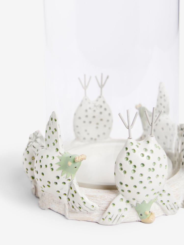 Sage Green Yoga Chicken Hurricane Candle Holder - Image 4 of 5