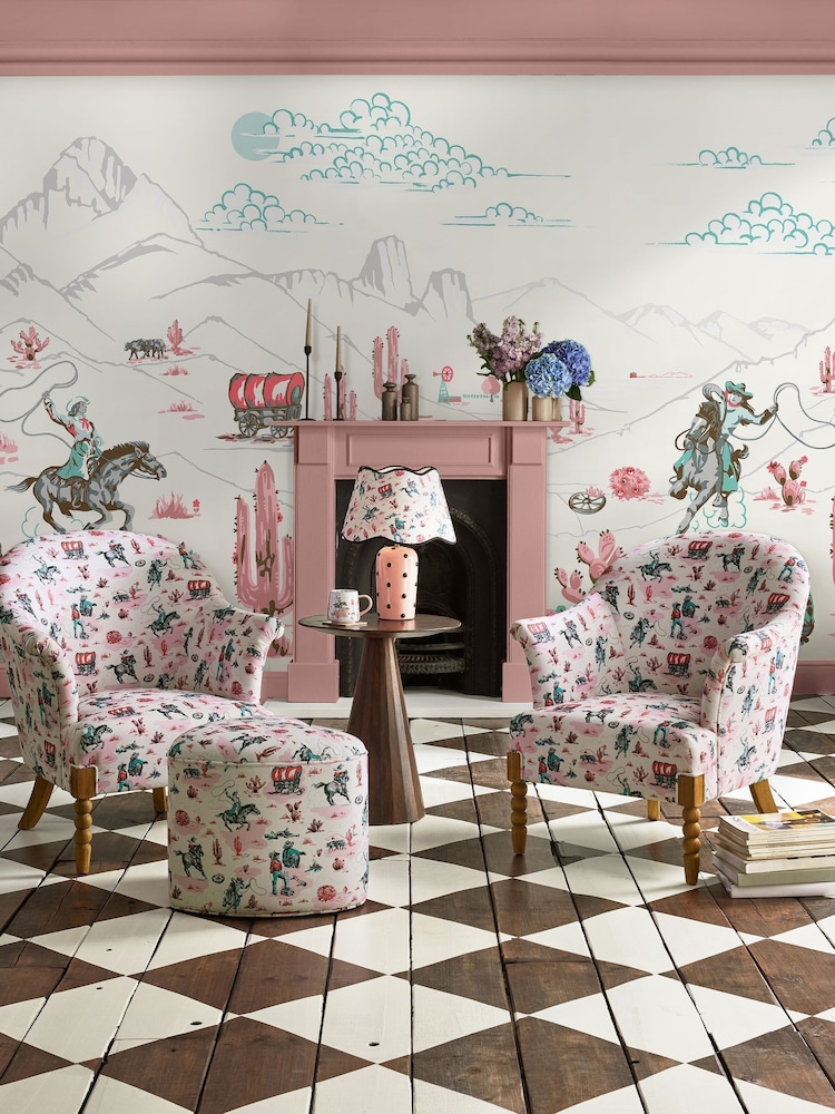 Cath Kidston Pink Cowgirls Fixed Size 4M Mural - Image 1 of 2