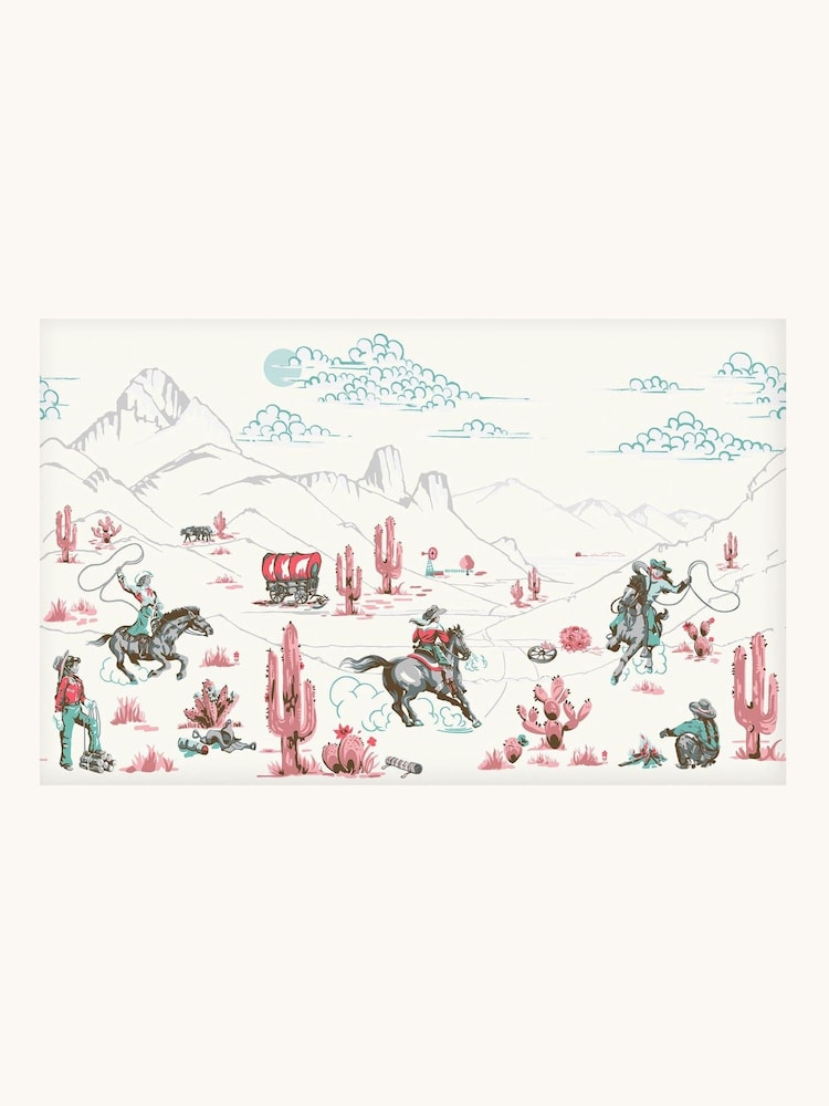 Cath Kidston Pink Cowgirls Fixed Size 4M Mural - Image 2 of 2