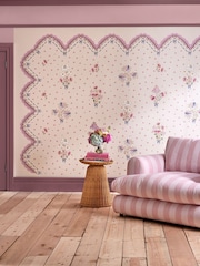 Cath Kidston Pink Stitch In Time Fixed Size 4M Mural - Image 1 of 2