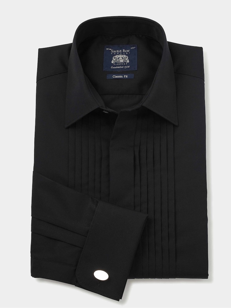 Buy Savile Row Company Black Cotton Pleat Fly Front Classic Fit Shirt from Next USA Buy Savile Row Company Black Cotton Pleat Fly Front Classic Fit Shirt from Next USA