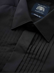 Черный - The Savile Row Company 100% Cotton Pleat Fly Front Classic Fit Shirt - Изображение 5 из 5