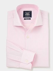 The Savile Row Company Blue 100% Cotton Stripe Classic Fit Smart Casual Shirt - Image 4 of 6