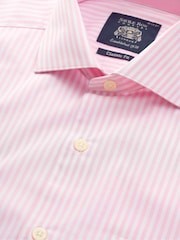 The Savile Row Company Blue 100% Cotton Stripe Classic Fit Smart Casual Shirt - Image 5 of 6