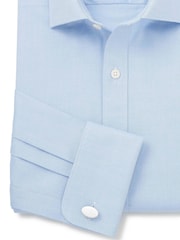 Синий - The Savile Row Company Slim Fit 100% Cotton Herringbone Formal Shirt - Image 5 of 5