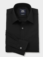 The Savile Row Company Классический крой Эластичная 100% Хлопковая Строгая Одна Манжета Черная Рубашка - Изображение 5 из 7