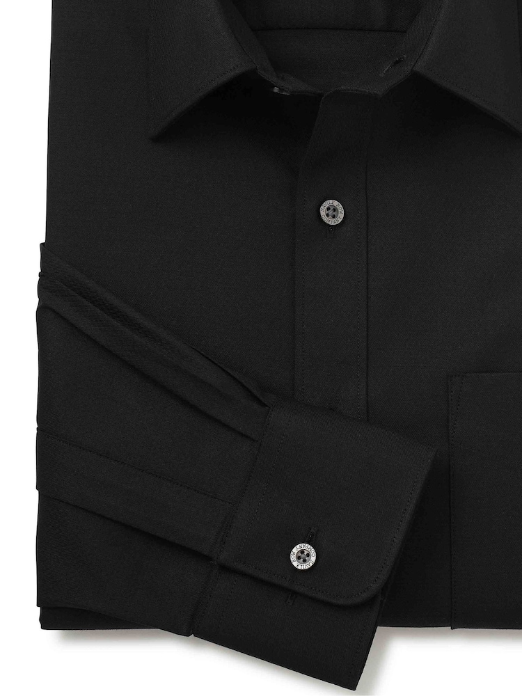 The Savile Row Company Классический крой Эластичная 100% Хлопковая Строгая Одна Манжета Черная Рубашка - Изображение 7 из 7