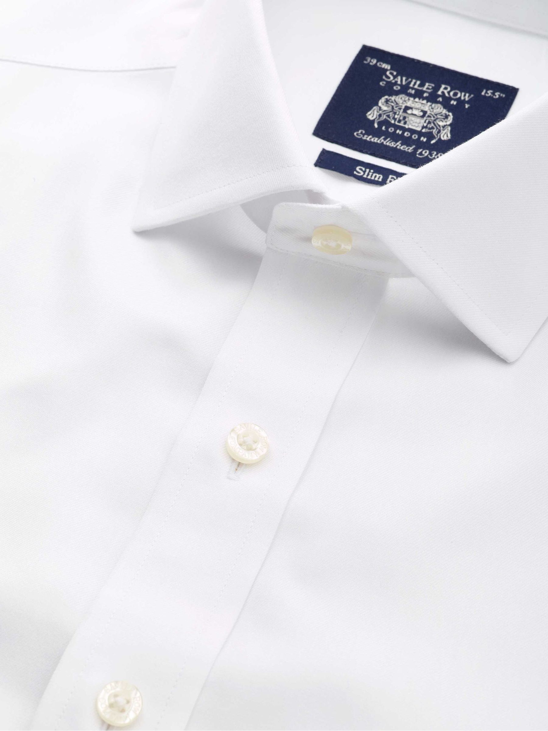 Buy Savile Row Company White Slim Fit Cotton Twill Non-Iron Single