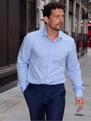 The Savile Row Company Slim Fit Blue 100% Cotton Check Formal Shirt - Image 1 of 8