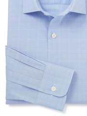 The Savile Row Company Slim Fit Blue 100% Cotton Check Formal Shirt - Image 7 of 8