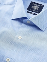 The Savile Row Company Slim Fit Blue 100% Cotton Check Formal Shirt - Image 8 of 8