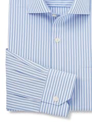 The Savile Row Company Blue 100% Cotton Stripe Classic Fit Smart Casual Shirt - Image 6 of 6