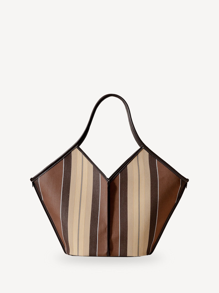 Hereu Studio Brown Calella Striped Raffia Bag - Image 1 of 5 Hereu Studio Brown Calella Striped Raffia Bag - Image 1 of 5