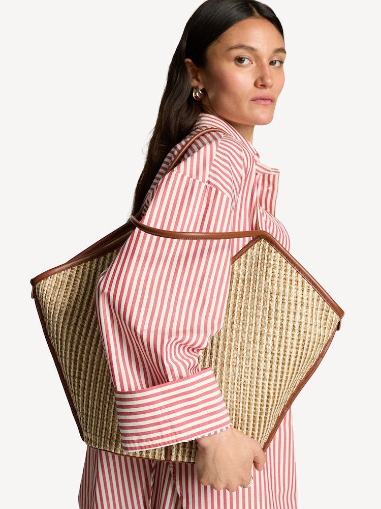 Hereu Studio Cream Calella Striped Raffia Bag - Image 3 of 3 Hereu Studio Cream Calella Striped Raffia Bag - Image 3 of 3