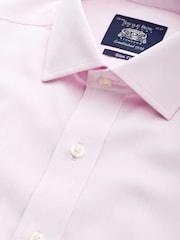 Savile Row Company Pink Slim Fit Cotton Twill Non-Iron Single Cuff Formal Shirt - Image 4 of 5