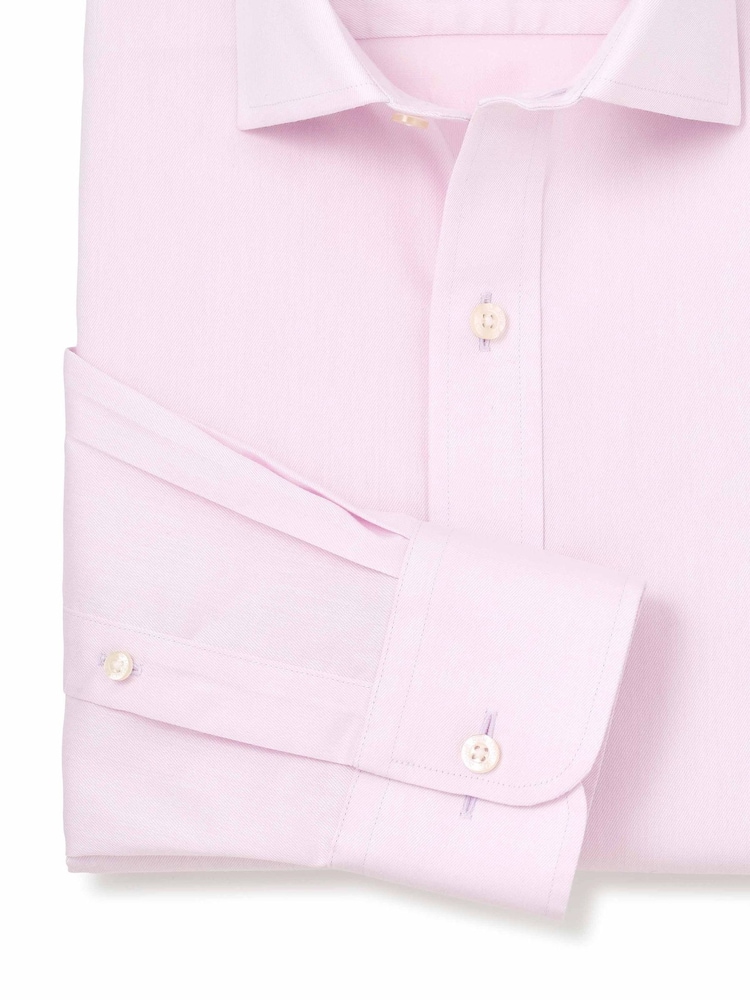 Savile Row Company Pink Slim Fit Cotton Twill Non-Iron Single Cuff Formal Shirt - Image 5 of 5 Savile Row Company Pink Slim Fit Cotton Twill Non-Iron Single Cuff Formal Shirt - Image 5 of 5
