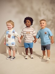 Neutral Padded Bear 100% Cotton Short Sleeve T-Shirts & Shorts Set 3 Pack (3mths-7yrs) - Image 1 of 10