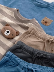 Neutral Padded Bear 100% Cotton Short Sleeve T-Shirts & Shorts Set 3 Pack (3mths-7yrs) - Image 10 of 10