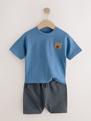 Neutral Padded Bear 100% Cotton Short Sleeve T-Shirts & Shorts Set 3 Pack (3mths-7yrs) - Image 6 of 10